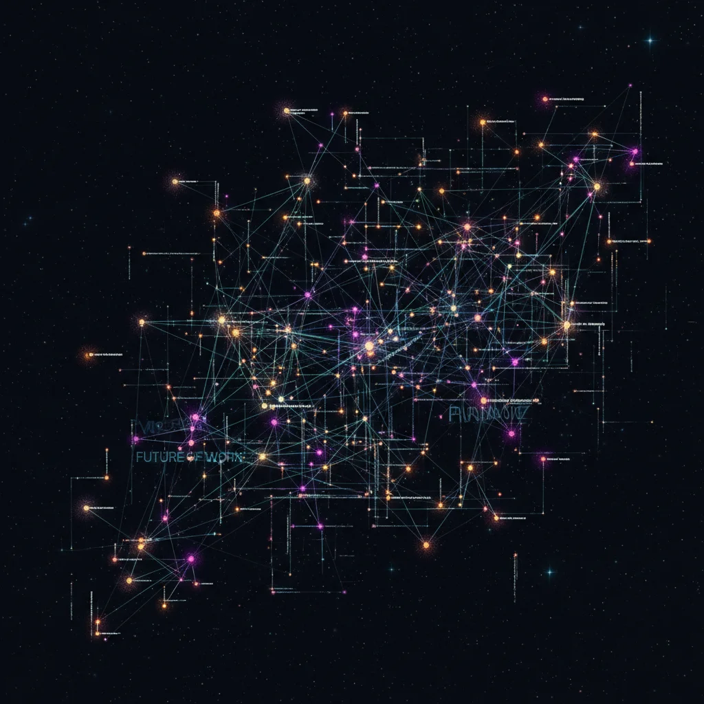 Abstract digital network representing evolving technological skills and interconnected knowledge in the modern workforce.