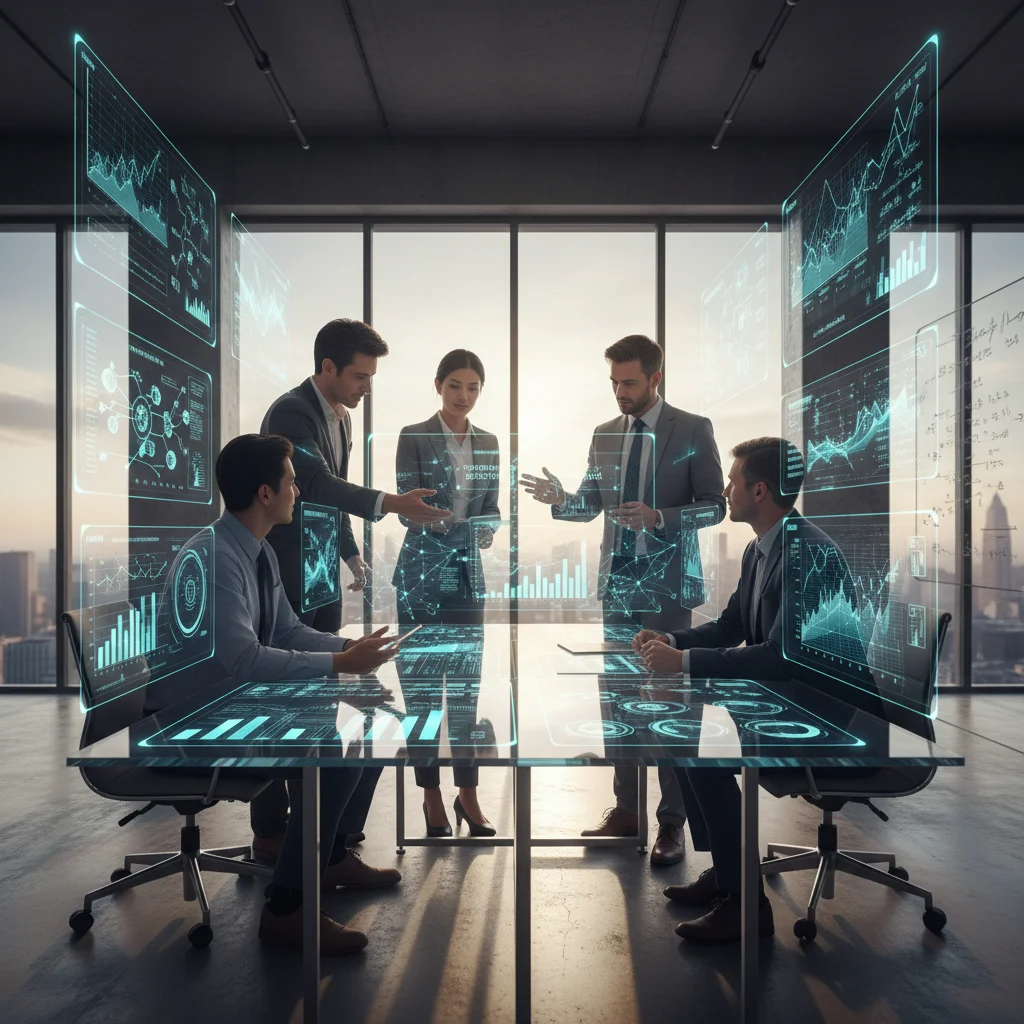 Diverse team collaborating on a data science project