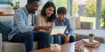 Family reviewing budget for household financial resilience in 2026