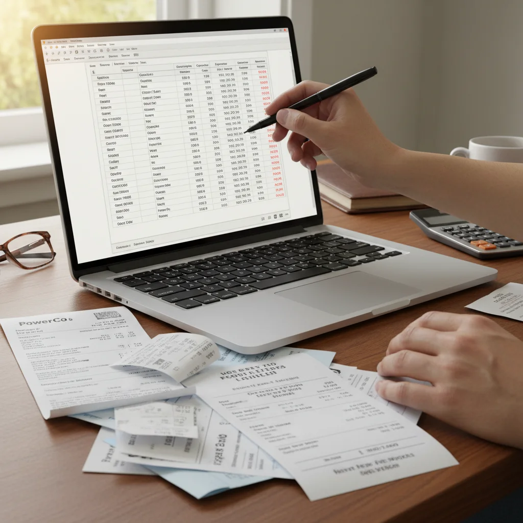Detailed financial assessment and record keeping for household budgeting