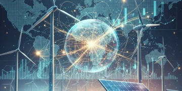 Energy Sector Trends 2026: Geopolitical Shifts & Renewable Investment Surge Global energy transition with solar panels, wind turbines, and digital network overlay