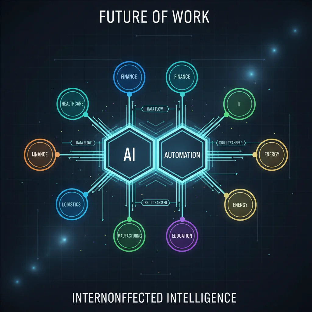 Infographic showing interconnected industries and skill transfer in the age of AI and automation