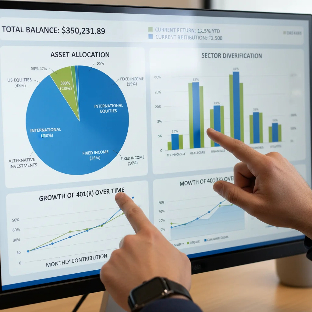 Close-up of investment allocation charts and financial data on a screen