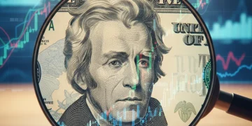 The 2026 Inflation Reduction Act: Impact on Your Personal Finances Magnifying glass over dollar bill with financial charts, representing the Inflation Reduction Act's impact on personal finances.