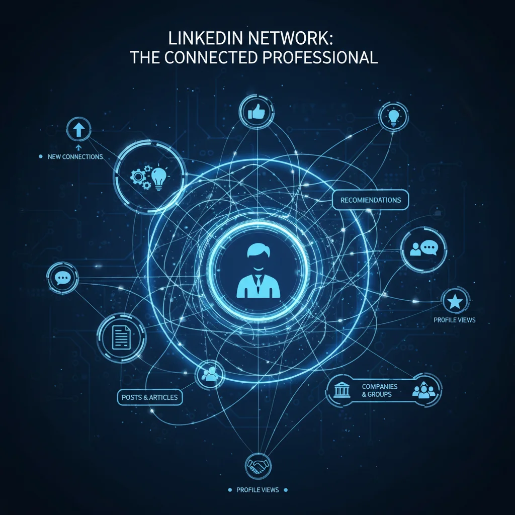 Visual representation of an interconnected professional network on LinkedIn.
