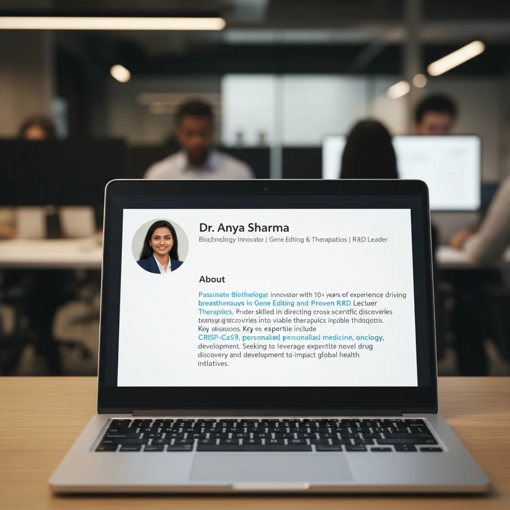 Detail of a compelling LinkedIn profile summary with strategic keywords.