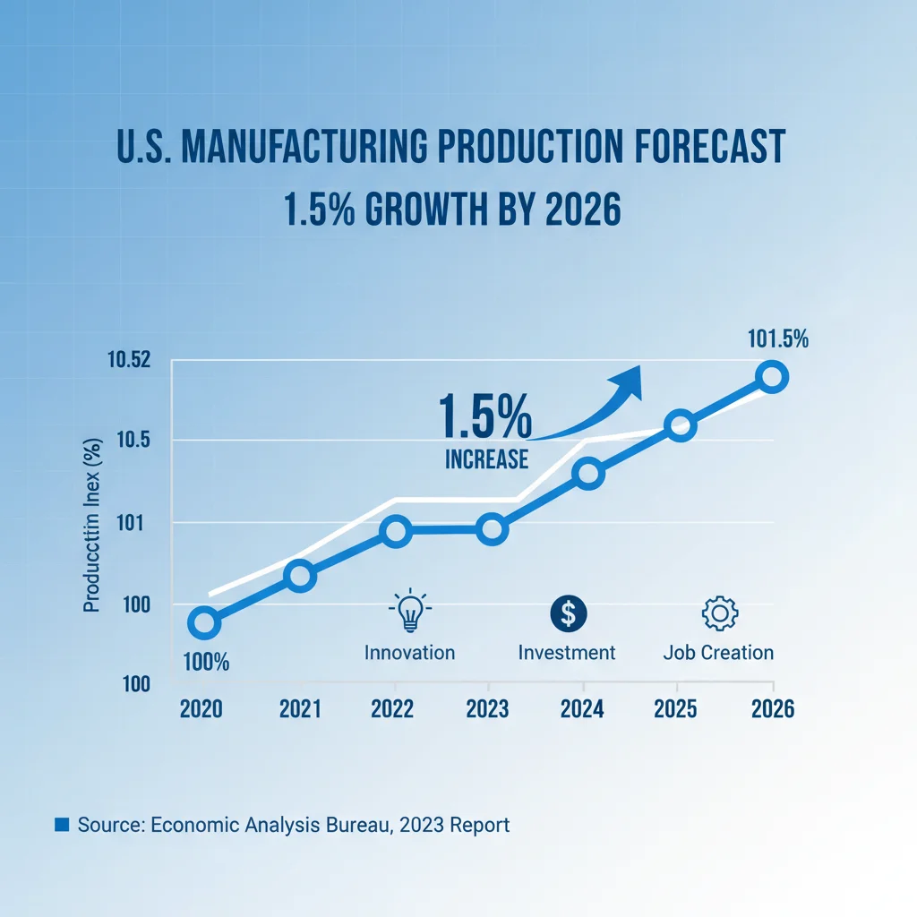 Chart showing projected 1.5 percent increase in US manufacturing production by 2026