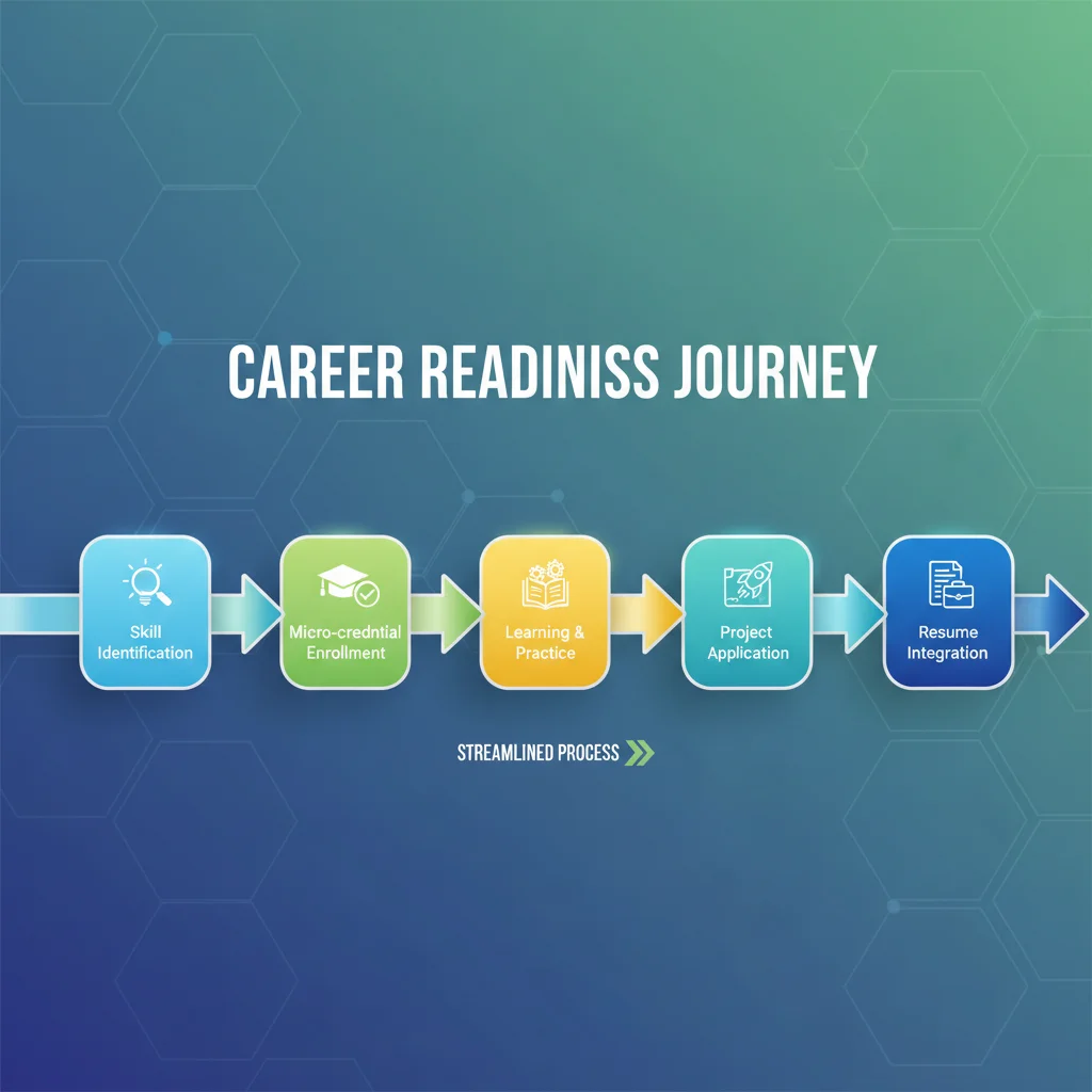 Infographic illustrating the step-by-step process of earning and applying micro-credentials.