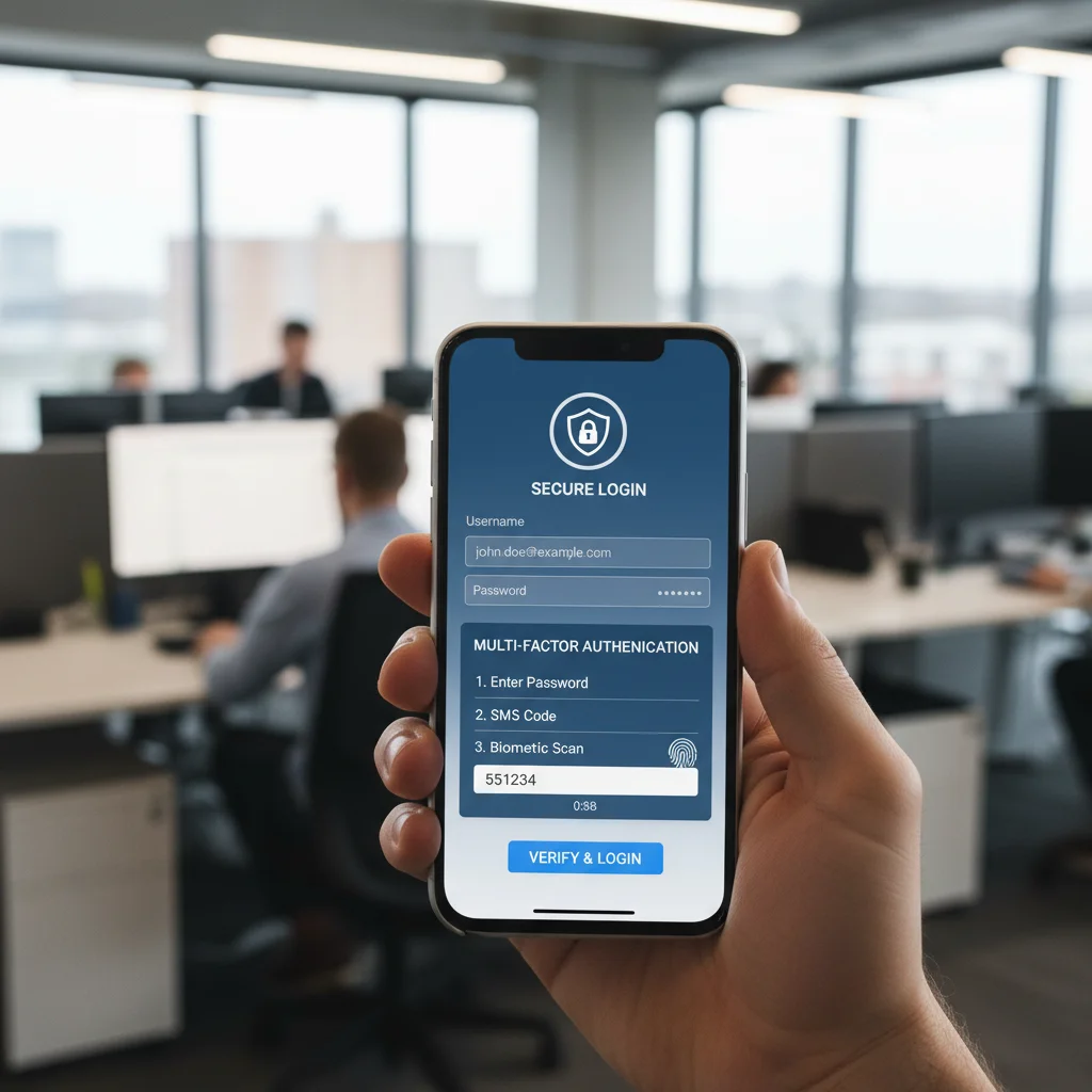 Person using multi-factor authentication on a smartphone for enhanced online security.