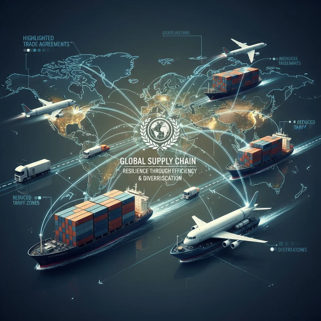 Resilient global supply chain with efficient logistics and diversified routes