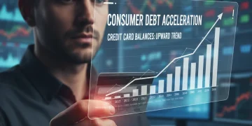 Consumer Debt 2026: Navigating the Projected 8% Rise in Credit Card Balances Charts showing an upward trend in credit card balances towards 2026, symbolizing rising consumer debt.