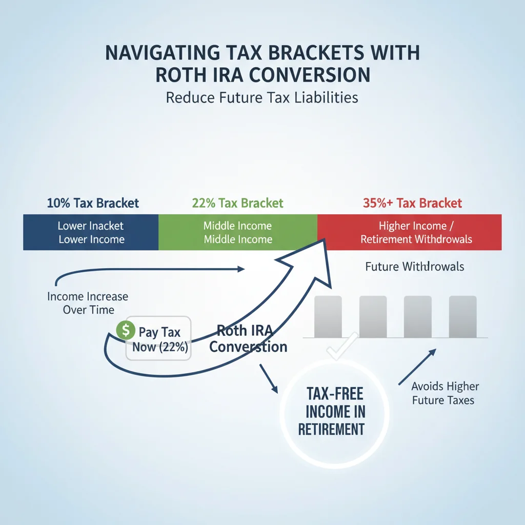 Tax brackets illustration showing potential tax savings with Roth IRA