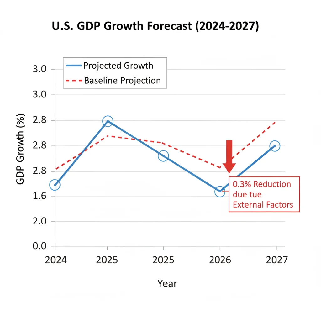 Projected US GDP growth forecast with 0.3% reduction in 2026