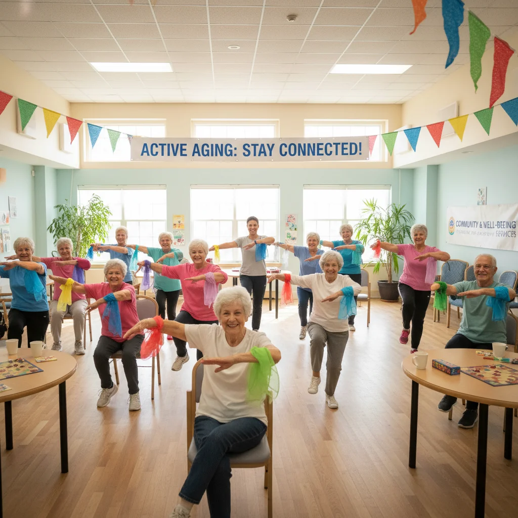 Elderly people engaged in community activities in Spain