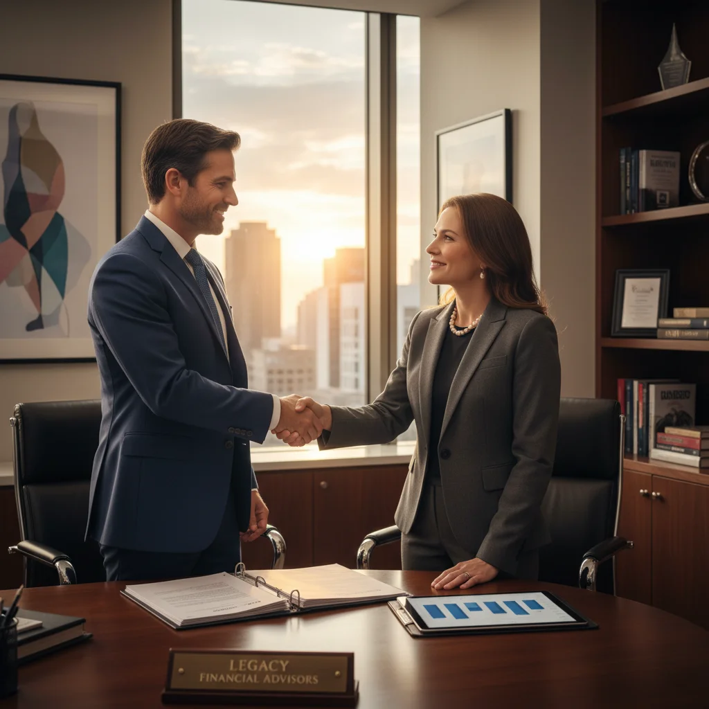Client and financial advisor discussing debt consolidation options.
