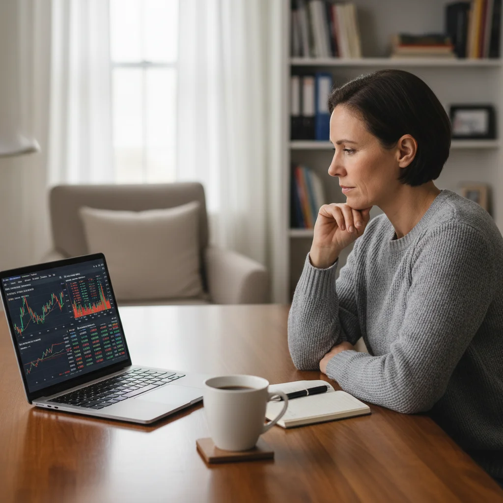 Individual analyzing financial data on a laptop for future planning