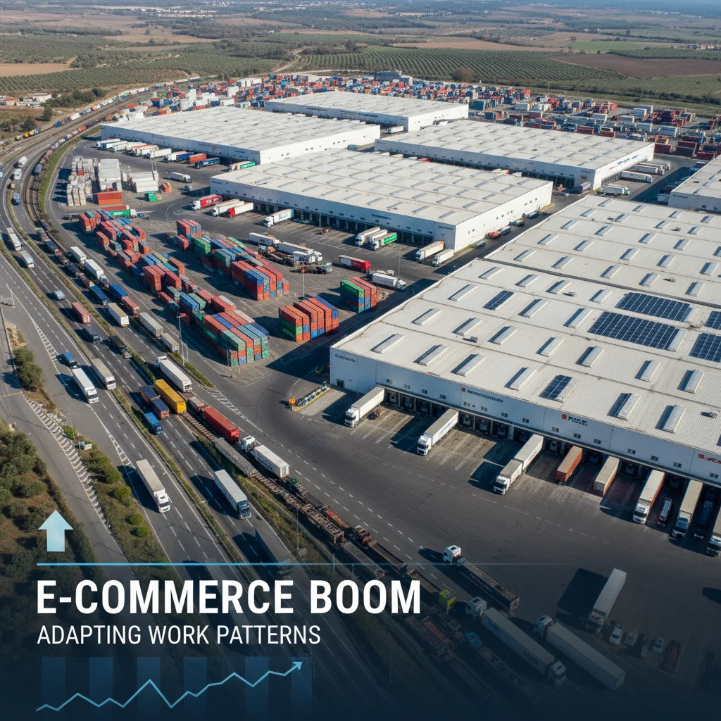 Aerial view of a busy logistics hub in Spain