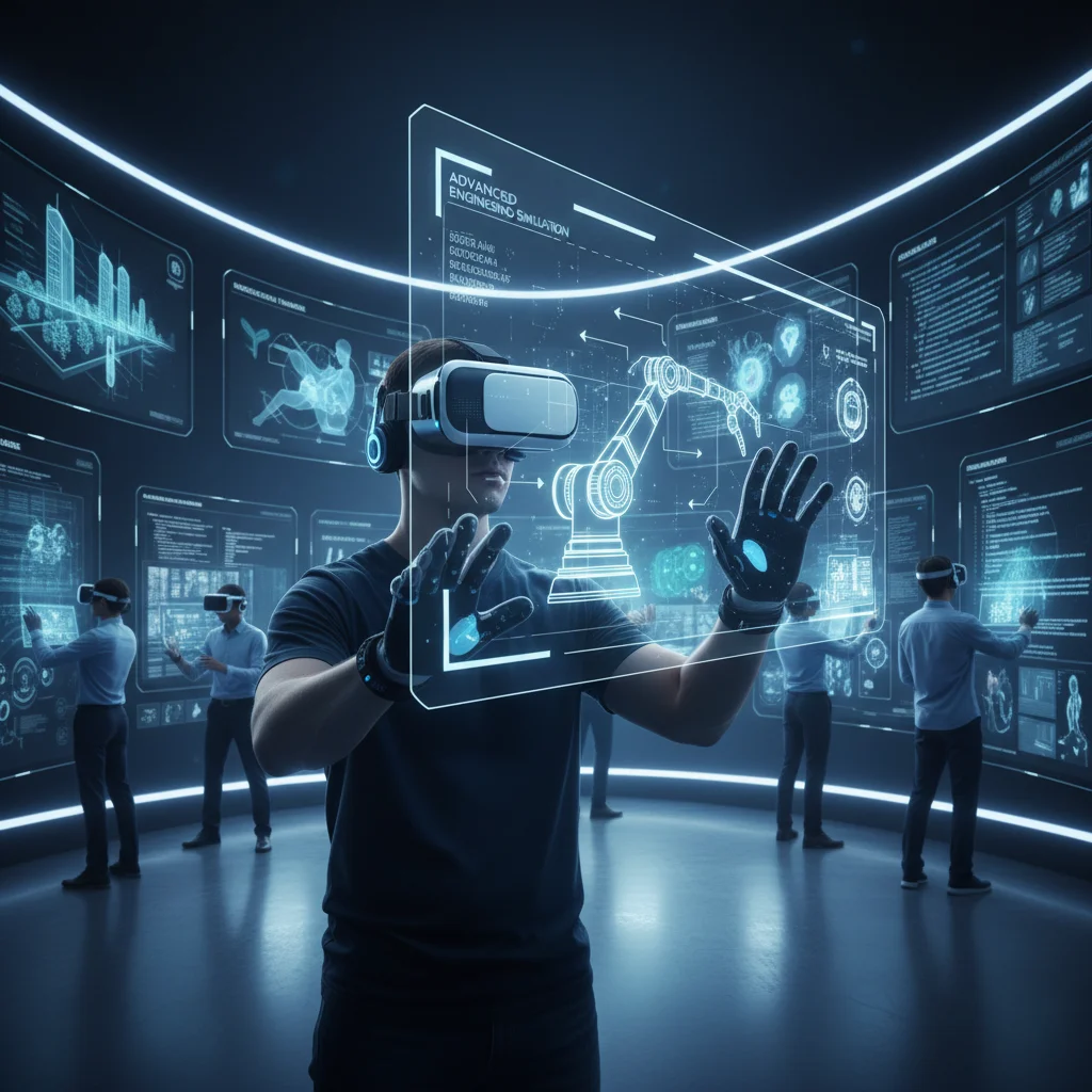 Individual engaged in advanced virtual reality vocational training.