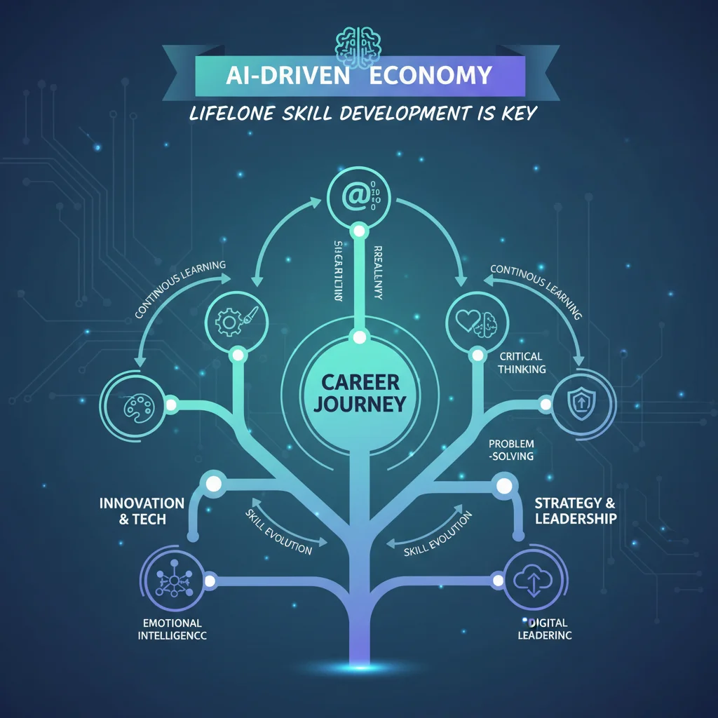 Infographic illustrating diverse skill pathways for career resilience in an AI-driven job market.