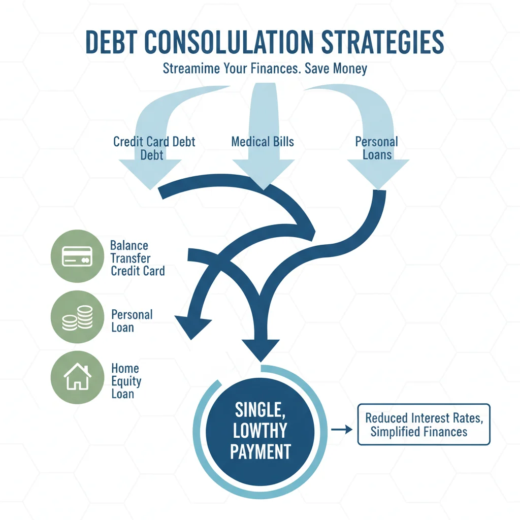 Infographic showing different debt consolidation strategies
