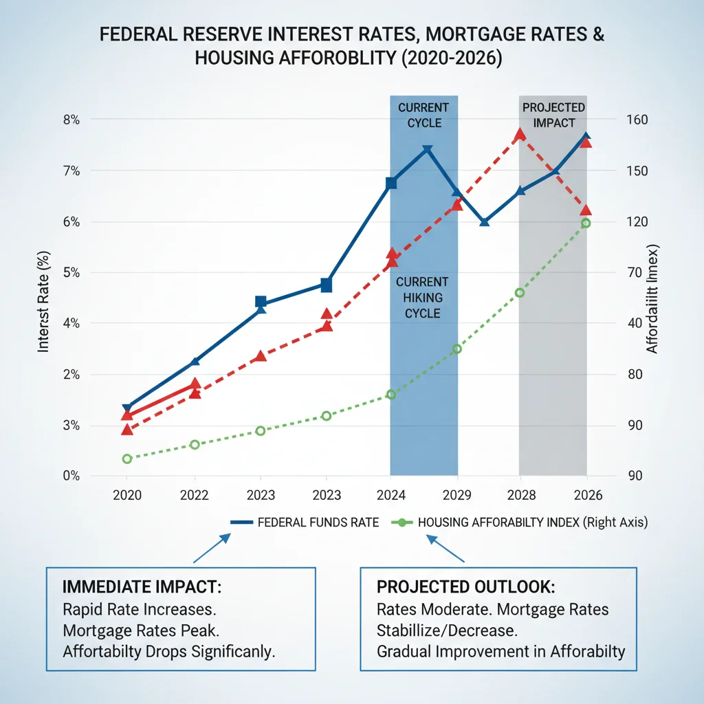 Chart depicting Federal Reserve interest rate hikes and their impact on mortgage rates