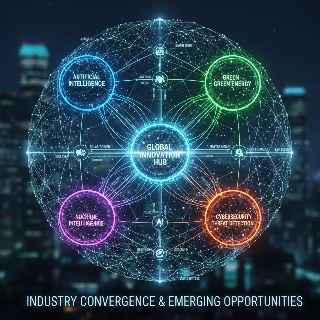 Interconnected digital network symbolizing high-growth industry convergence.