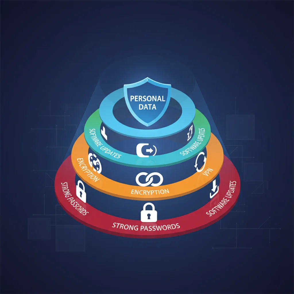 Infographic illustrating layered personal data protection strategies.