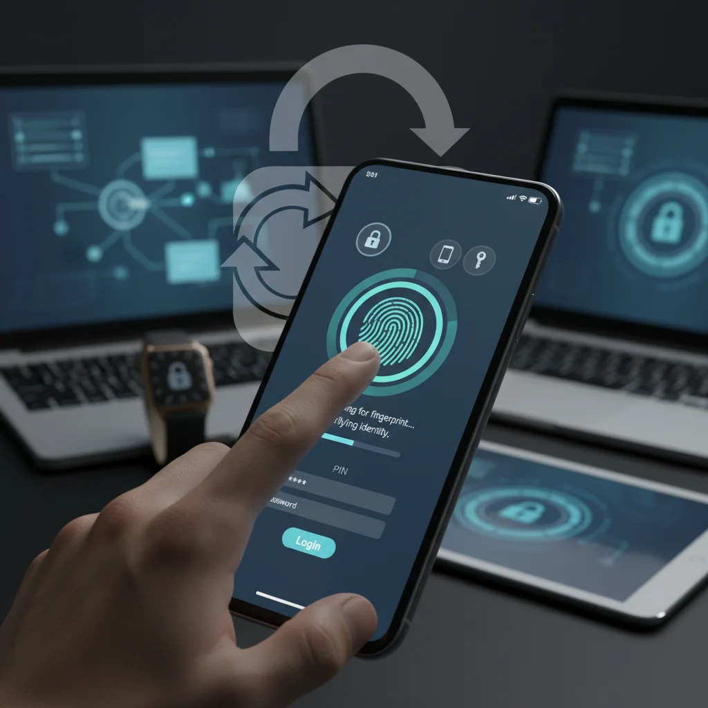 Person using multi-factor authentication on a smartphone for secure login.