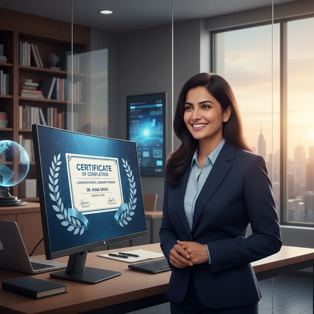Person receiving online certificate after successful training.