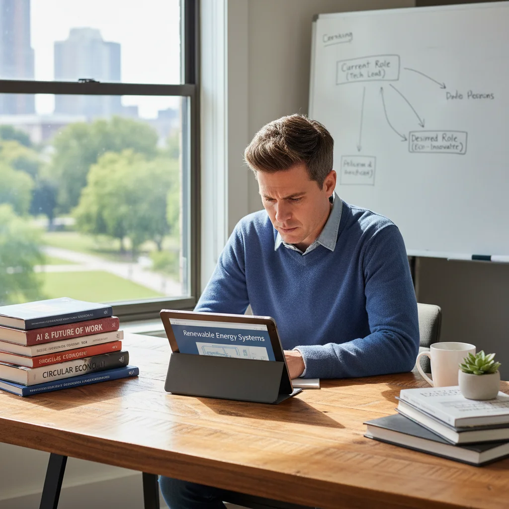 Professional reskilling through online learning for a career pivot.