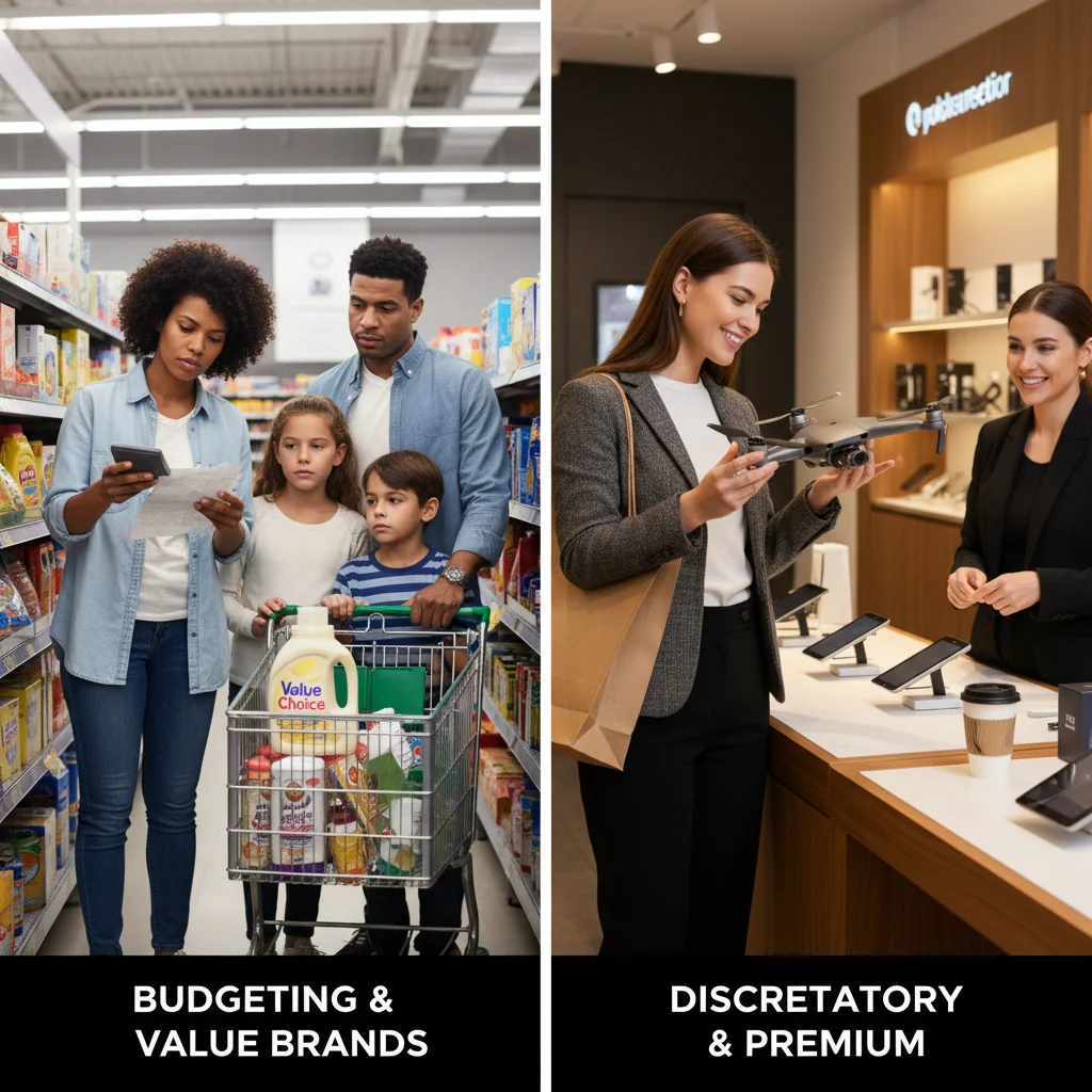 Contrasting Spanish consumer shopping habits: budgeting vs. discretionary spending.