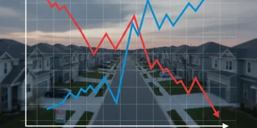 Graph showing housing demand decline and interest rate rise for US housing market 2026