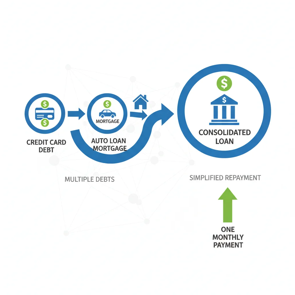 Flowchart illustrating debt consolidation process