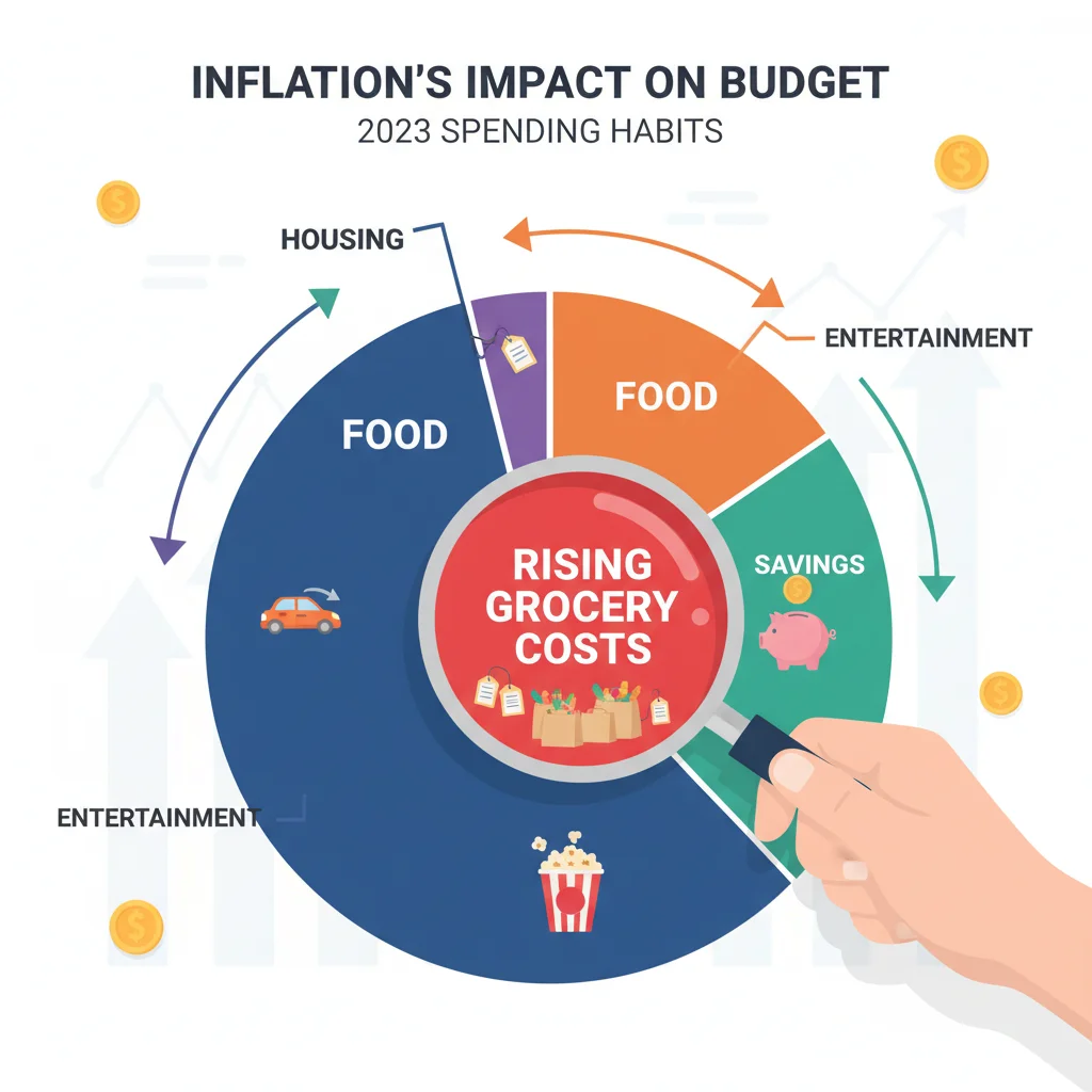 Budget pie chart showing shifting spending categories due to inflation