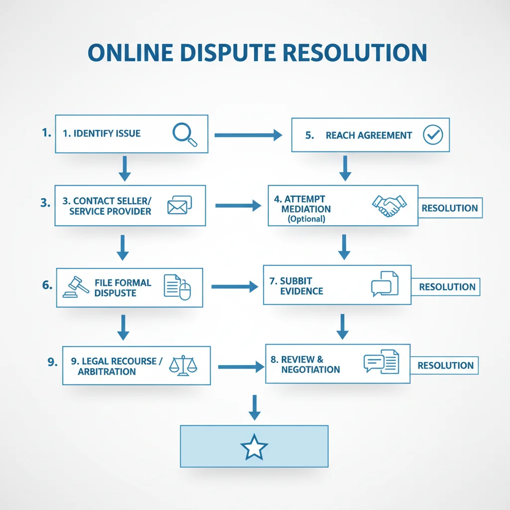 Flowchart detailing the process for resolving online purchase disputes