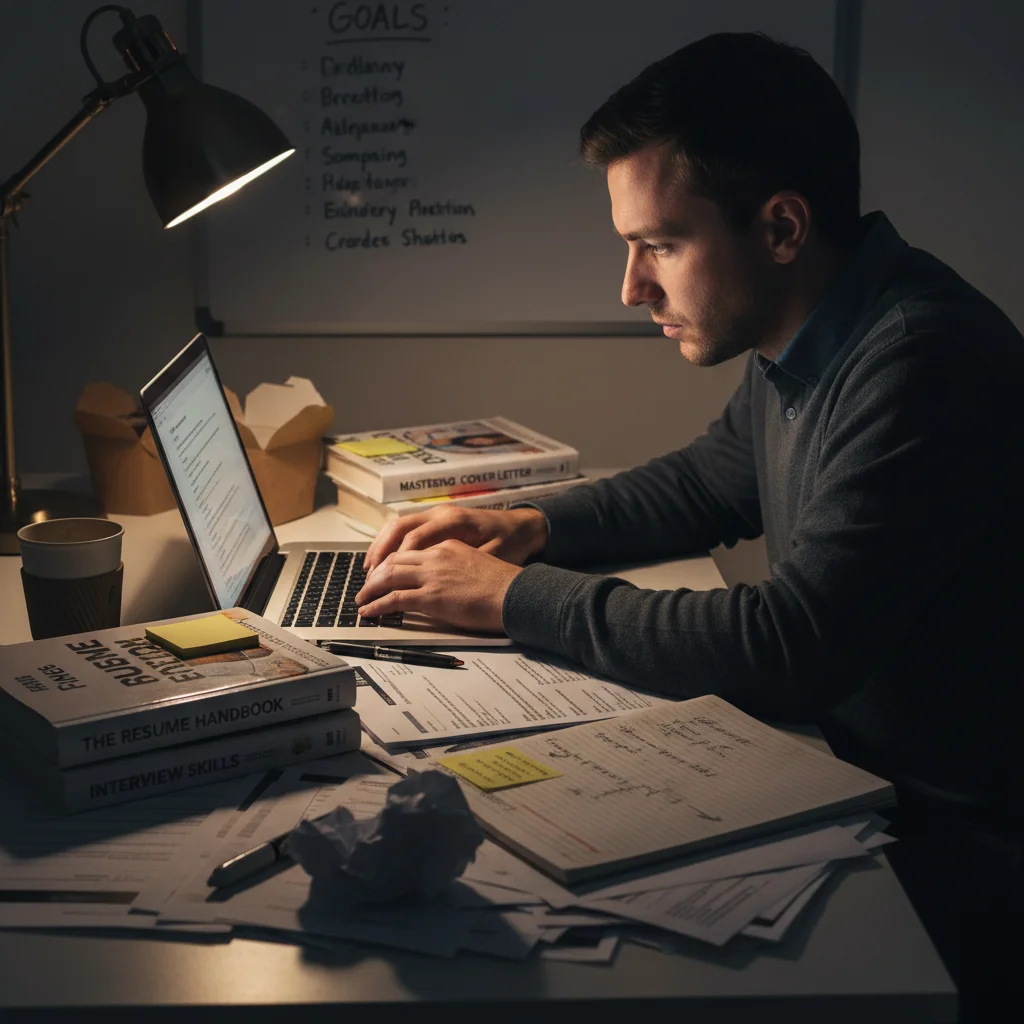 Person meticulously writing and optimizing resume on laptop