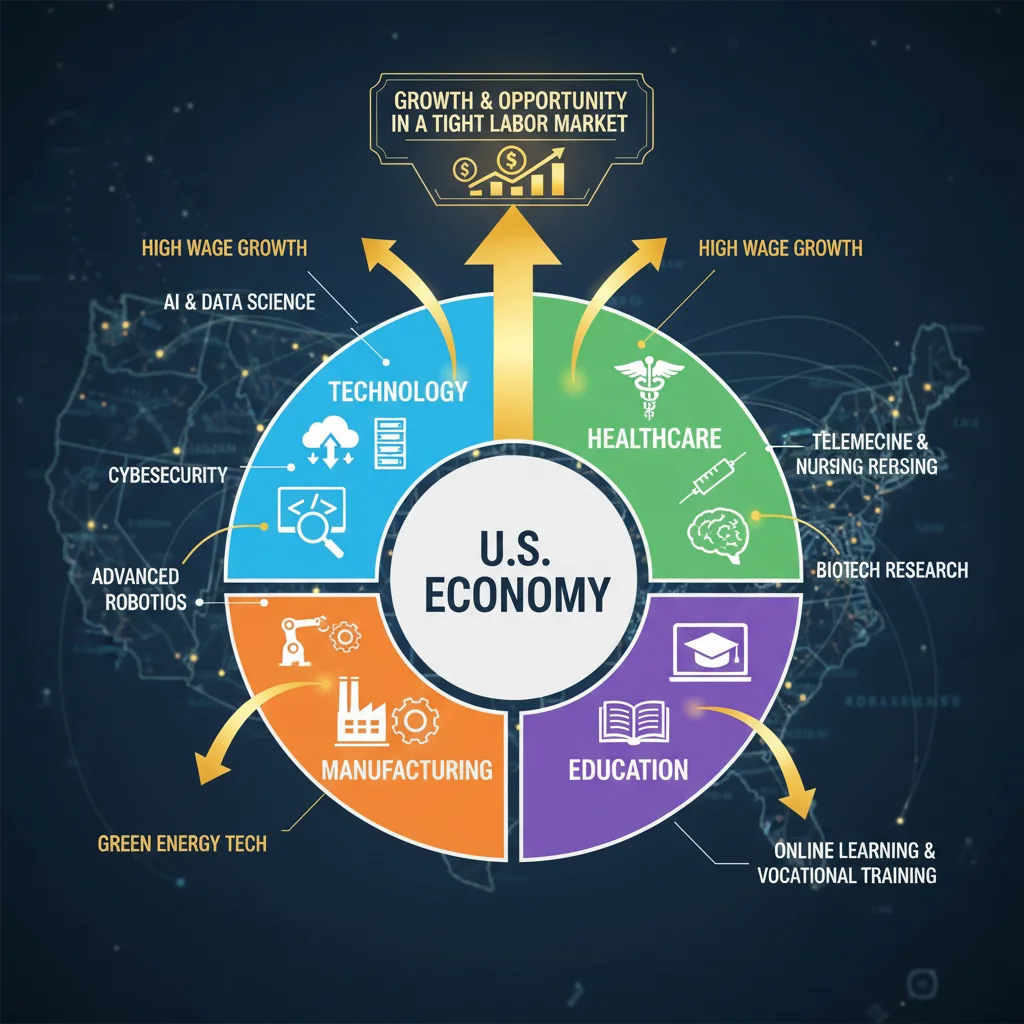 Economic sectors showing high demand and wage increases in a tight labor market