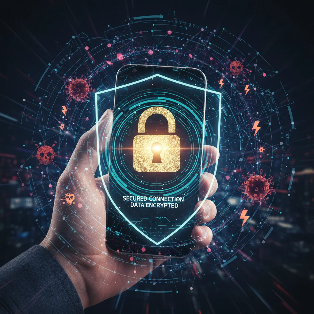 Smartphone with padlock icon, representing mobile data security