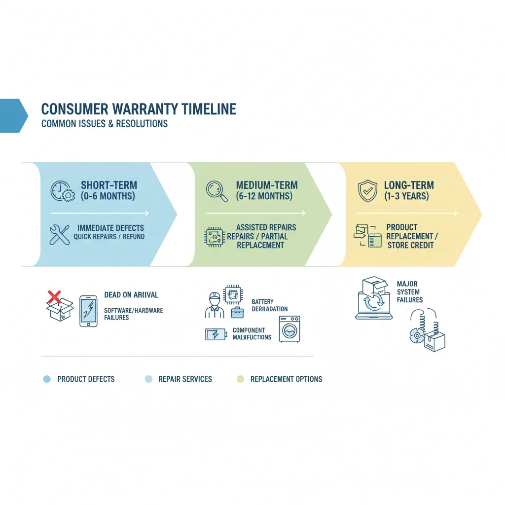 Infographic showing extended product warranty periods and consumer remedies under 2026 law.